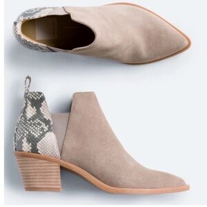 New‎ DOLCE VITA Sonnie Taupe Suede Ankle Boot Bootie Size 7.5 Snakeskin Print